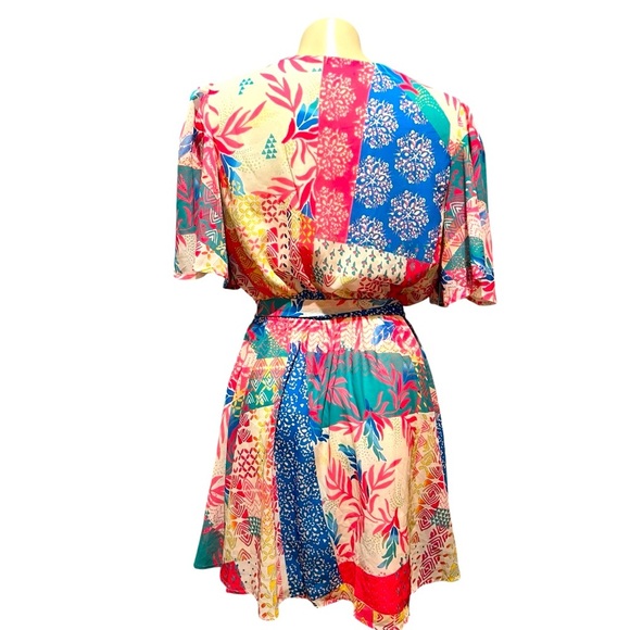 Flying Tomato Blue and Pink Wrap Mini Dress - Picture 5 of 9